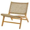 Accent Chairs-Kirkland's Home Low Slung Woven Teakwood Accent Chair Tan