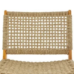 Accent Chairs-Kirkland's Home Low Slung Woven Teakwood Accent Chair Tan