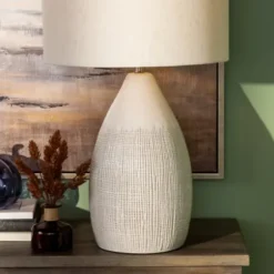 Table Lamps-Kirkland's Home Luca Cream Ceramic Table Lamp Ivory