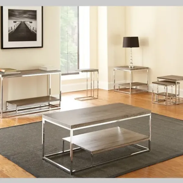 Accent & End Tables-Kirkland's Home Lucia Chrome Chairside Table Gray