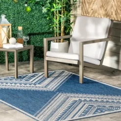 Outdoor Rugs-Kirkland's Home Luxe Diamond Outdoor Area Rug, 5X7 Gray