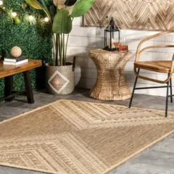 Outdoor Rugs-Kirkland's Home Luxe Diamond Outdoor Area Rug, 6X9 Gray