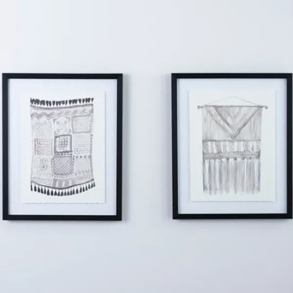 Framed Art-Kirkland's Home Macrame Ii Framed Art Print White/Gray