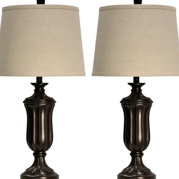Table Lamps-Kirkland's Home Madison Bronze Table Lamps, Set Of 2 Tan