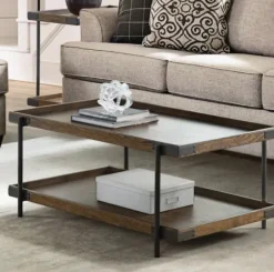 Coffee Tables-Kirkland's Home Mahogany Oak Wood Tray Top Coffee Table Brown