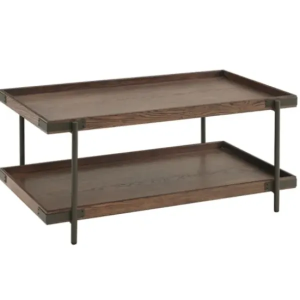 Coffee Tables-Kirkland's Home Mahogany Oak Wood Tray Top Coffee Table Brown
