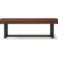 Dining Chairs-Kirkland's Home Mahogany Solid Pine Two-Tone Dining Bench Brown