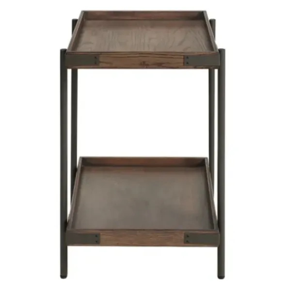 Accent & End Tables-Kirkland's Home Mahogany Tray Top And Shelf Wood Accent Table Brown