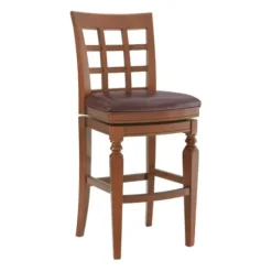 Bar Stools & Counter Height Stools-Kirkland's Home Mahogany Trellis Swivel Bar Stool Brown