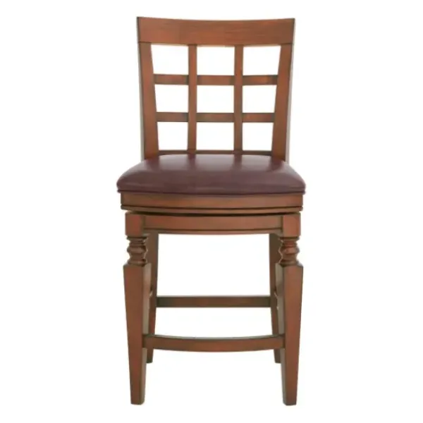Bar Stools & Counter Height Stools-Kirkland's Home Mahogany Trellis Swivel Counter Stool Brown