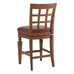 Bar Stools & Counter Height Stools-Kirkland's Home Mahogany Trellis Swivel Counter Stool Brown