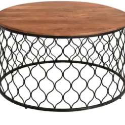 Coffee Tables-Kirkland's Home Mango Wood And Black Iron Coffee Table Brown