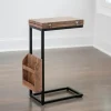 Accent & End Tables-Kirkland's Home Mango Wood And Iron Extendable C-Table Brown