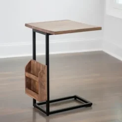 Accent & End Tables-Kirkland's Home Mango Wood And Iron Extendable C-Table Brown