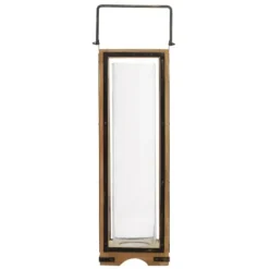 Lanterns-Kirkland's Home Mango Wood Frame Lantern, 31 In. Brown