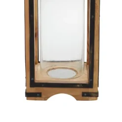 Lanterns-Kirkland's Home Mango Wood Frame Lantern, 31 In. Brown