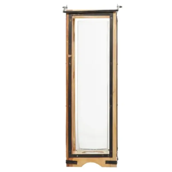 Lanterns-Kirkland's Home Mango Wood Frame Lantern, 31 In. Brown