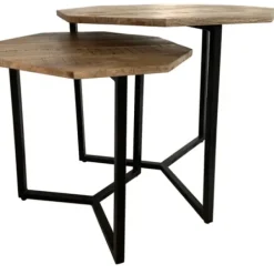 Accent & End Tables-Kirkland's Home Mango Wood Nesting Accent Tables, Set Of 2 Tan