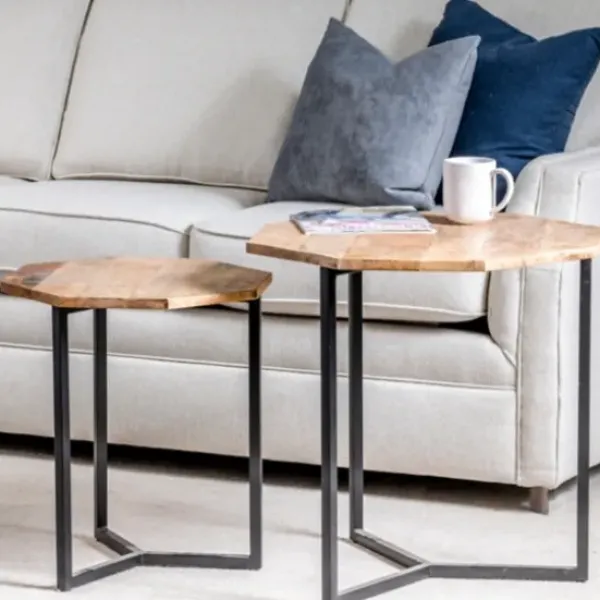 Accent & End Tables-Kirkland's Home Mango Wood Nesting Accent Tables, Set Of 2 Tan