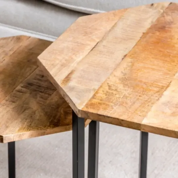 Accent & End Tables-Kirkland's Home Mango Wood Nesting Accent Tables, Set Of 2 Tan