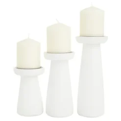 Candle Holders-Kirkland's Home Mango Wood 3-Pc. Pillar Candle Holder Set White