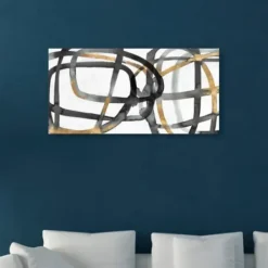 Canvas Art-Kirkland's Home Many Ways Abstract Canvas Art Print, 60X30 In. White/Black/Gold