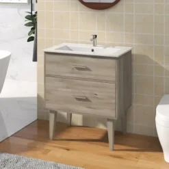 Bathroom Furniture-Kirkland's Home Maple Corinth Wood Sink Vanity Gray