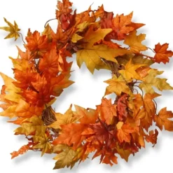 Wreaths-Kirkland's Home Maple Leaf Fall Foliage Wreath Orange