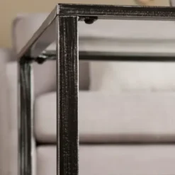Coffee Tables-Kirkland's Home Mara Glass And Metal Coffee Table Black