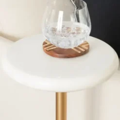 Accent & End Tables-Kirkland's Home Marble And Gold Base Cocktail Table White