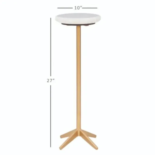 Accent & End Tables-Kirkland's Home Marble And Gold Base Cocktail Table White