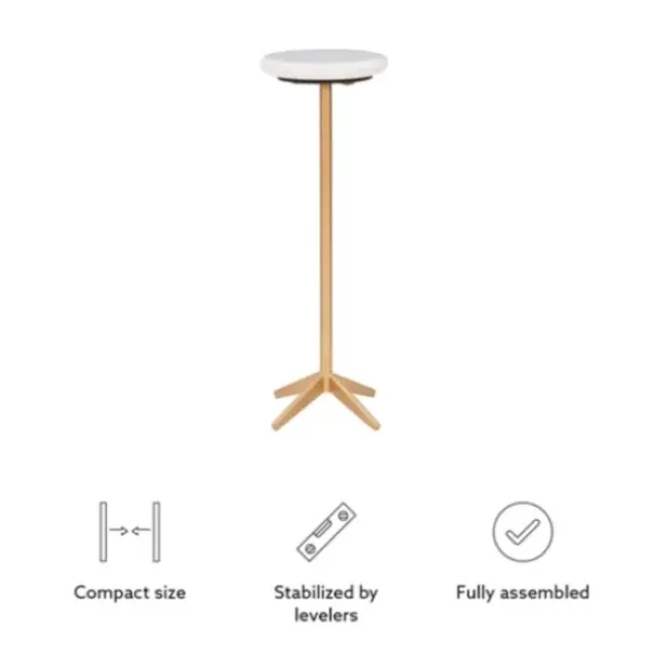 Accent & End Tables-Kirkland's Home Marble And Gold Base Cocktail Table White