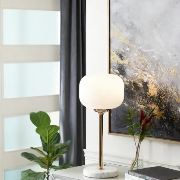 Table Lamps-Kirkland's Home Marble And Gold Metal Globe Table Lamp White