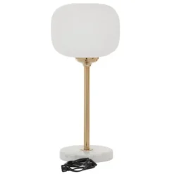 Table Lamps-Kirkland's Home Marble And Gold Metal Globe Table Lamp White