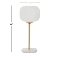 Table Lamps-Kirkland's Home Marble And Gold Metal Globe Table Lamp White