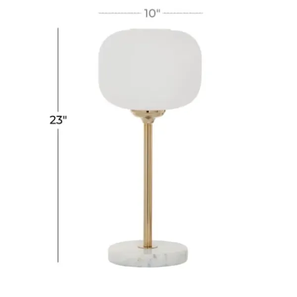 Table Lamps-Kirkland's Home Marble And Gold Metal Globe Table Lamp White