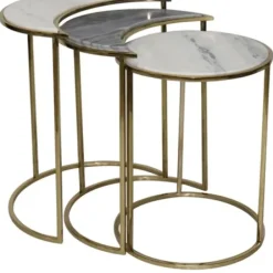 Accent & End Tables-Kirkland's Home Marble Moon Nesting Accent Tables, Set Of 3