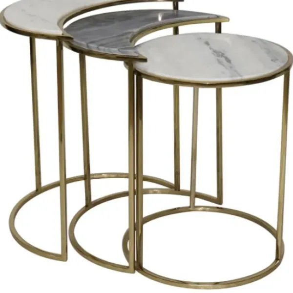 Accent & End Tables-Kirkland's Home Marble Moon Nesting Accent Tables, Set Of 3