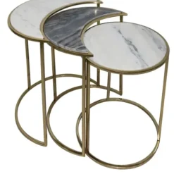 Accent & End Tables-Kirkland's Home Marble Moon Nesting Accent Tables, Set Of 3