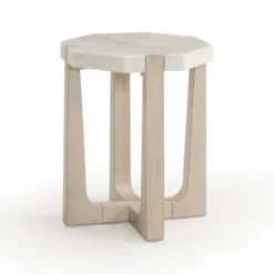 Accent & End Tables-Kirkland's Home Marble Top Tapered Legs Accent Table White