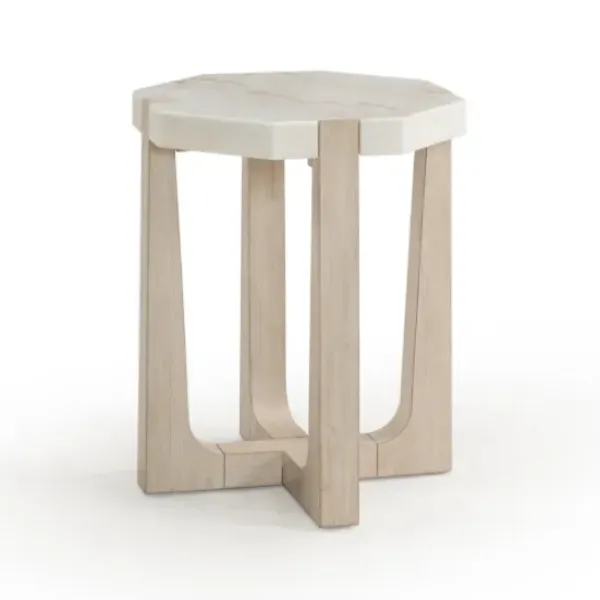 Accent & End Tables-Kirkland's Home Marble Top Tapered Legs Accent Table White