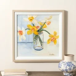 Framed Art-Kirkland's Home March Daffodils Framed Art Print White/Blue/Yellow