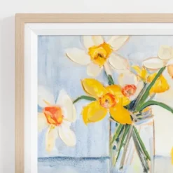 Framed Art-Kirkland's Home March Daffodils Framed Art Print White/Blue/Yellow