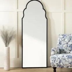 Full Length & Floor Mirrors-Kirkland's Home Maria Metal Arch Full Length Mirror Black