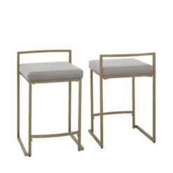 Bar Stools & Counter Height Stools-Kirkland's Home Marley And Gold Counter Stools, Set Of 2 Gray