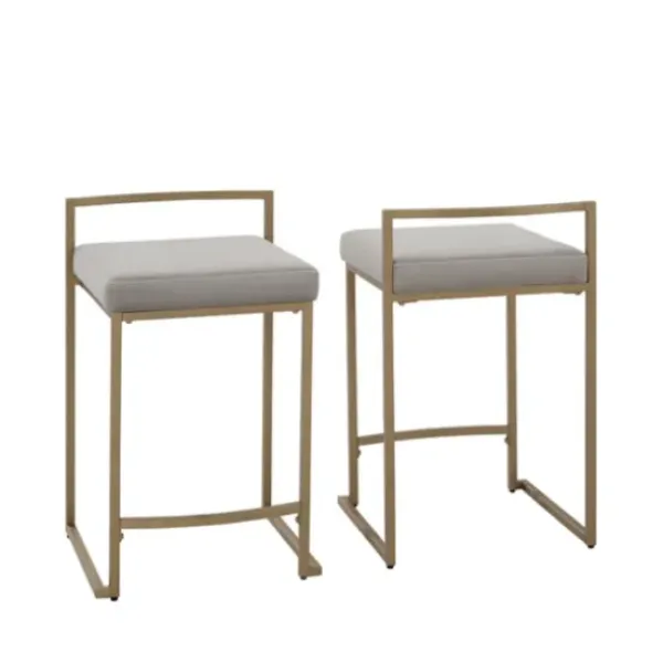 Bar Stools & Counter Height Stools-Kirkland's Home Marley And Gold Counter Stools, Set Of 2 Gray