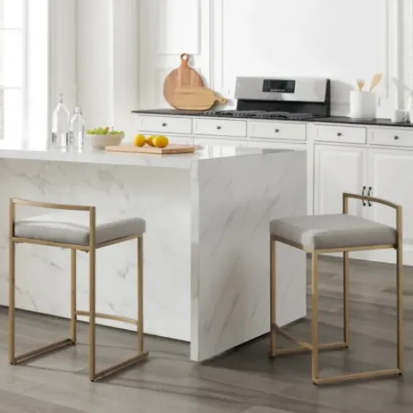 Bar Stools & Counter Height Stools-Kirkland's Home Marley And Gold Counter Stools, Set Of 2 Gray