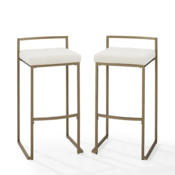 Bar Stools & Counter Height Stools-Kirkland's Home Marley Cream And Gold Bar Stools, Set Of 2 White