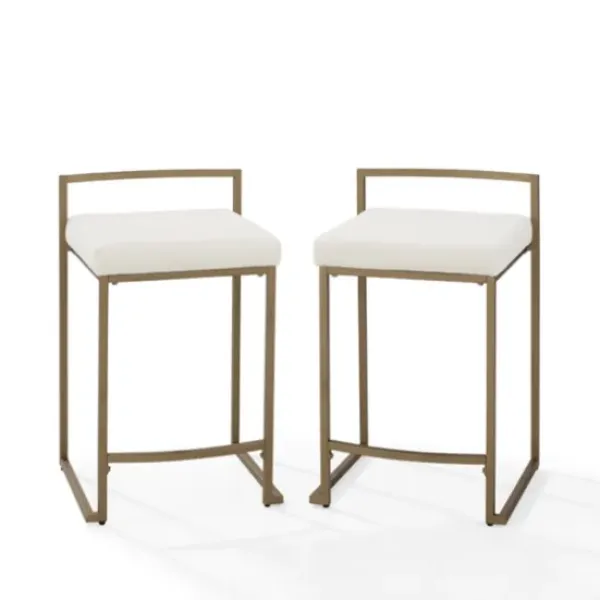 Bar Stools & Counter Height Stools-Kirkland's Home Marley Cream And Gold Counter Stools, Set Of 2 White