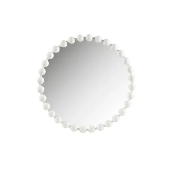Decorative Mirrors-Kirkland's Home Marlowe White Beaded Round Wall Mirror, 27 In.